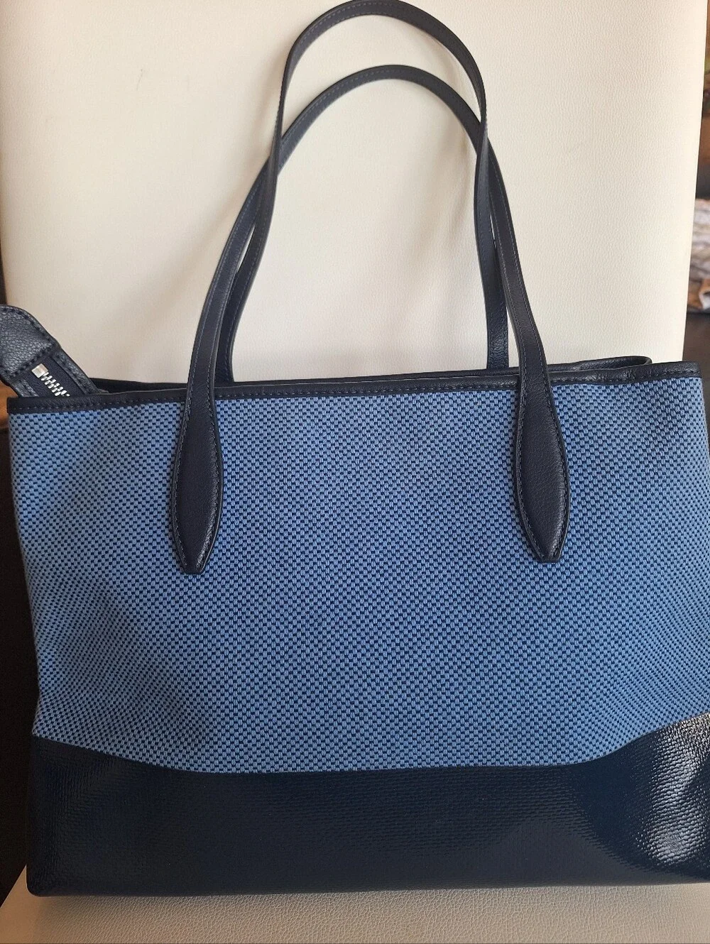 Kate Spade Blue Woven Tweed Canva Tote NWOT